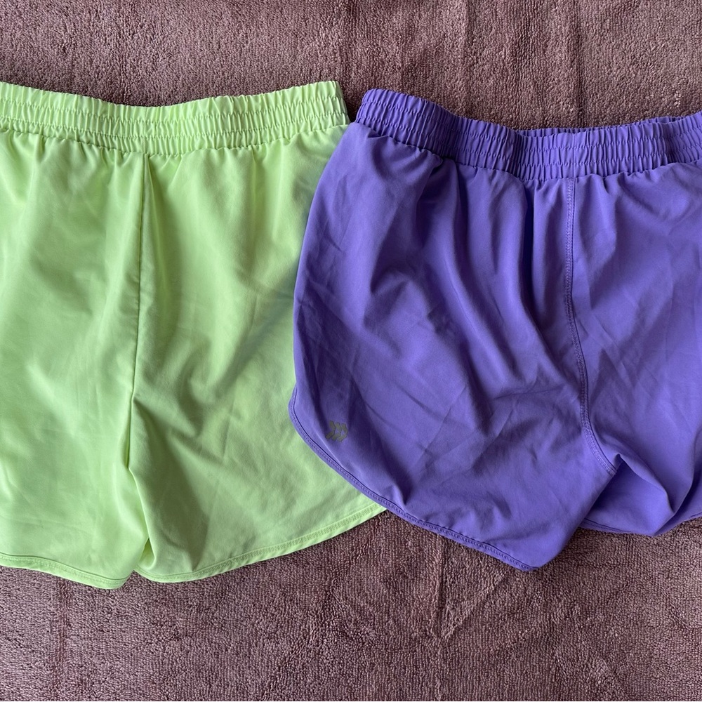 TWO All in Motion Girls Athletic Shorts in Purple and Light Green (14 XL) - Picture 4 of 4